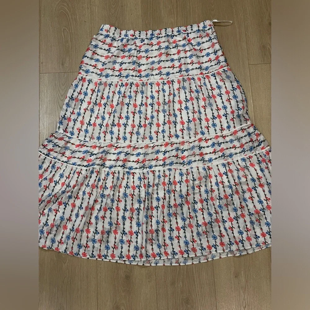 NWT Anthropologie Foxiedox White Floral Midi Skirt - Picture 1 of 5